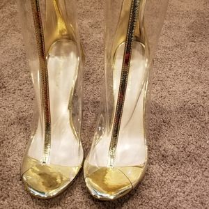 Clear chunky boots, excellent condition, Size 11